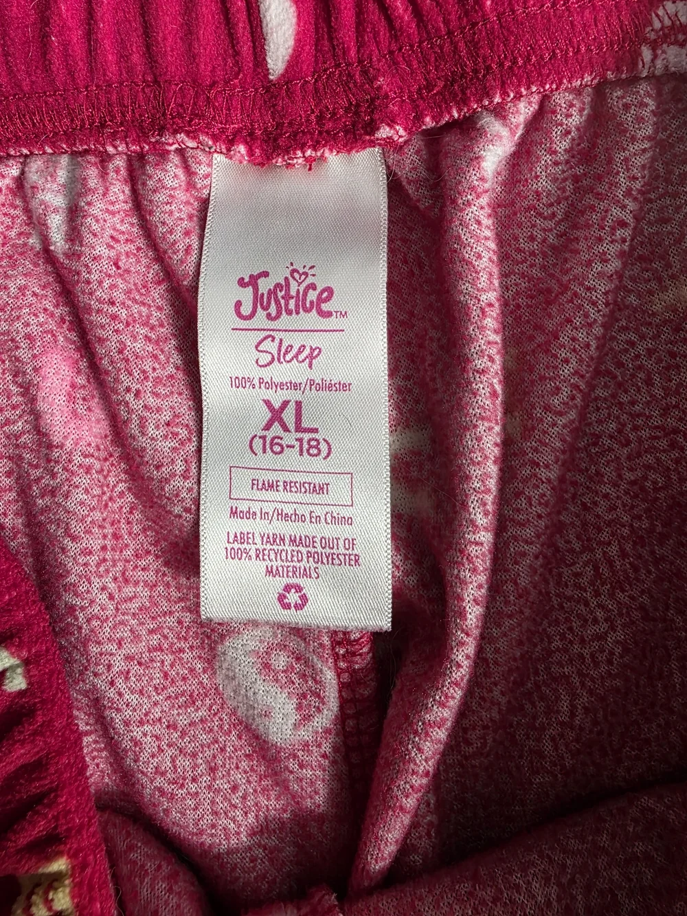 NWOT- Justice 16-18 XL Red  Pajama Pants with Multicolor Icons